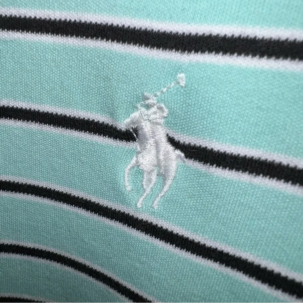 Polo Ralph Lauren Mint Green Striped Short Sleeve Polo Shirt Size Large